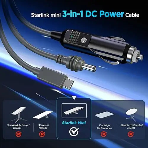 3-in-1 USB-C / car / DC cable, 3 m (Mini)
